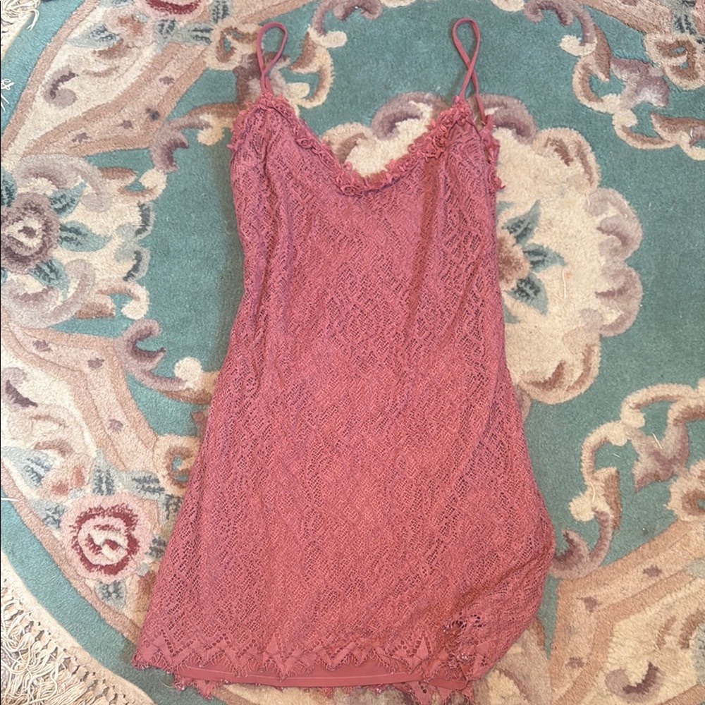Elegant Pink Lace Slip Dress